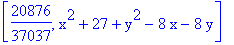 [20876/37037, x^2+27+y^2-8*x-8*y]